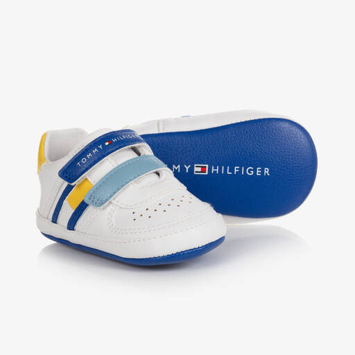 Tommy Hilfiger-ترينرز جلد صناعي لون أبيض لمرحلة قبل المشي | Childrensalon Outlet