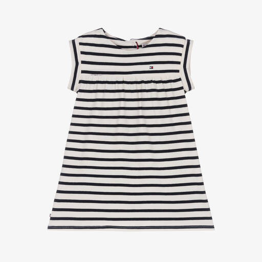 Tommy Hilfiger-Baby Girls Blue Striped Cotton Dress | Childrensalon Outlet