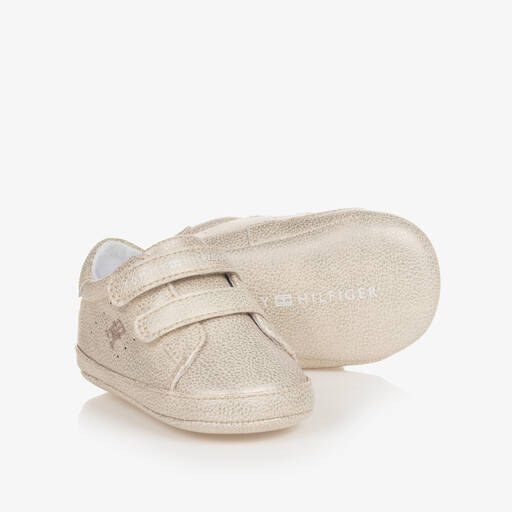 Tommy Hilfiger-Baby Girls Gold Faux Leather Pre-Walkers | Childrensalon Outlet