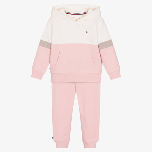 Tommy Hilfiger-تراكسوت قطن جيرسي لون عاجي وزهري للمولودات | Childrensalon Outlet