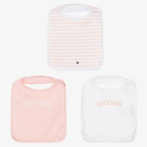 Tommy Hilfiger-Baby Girls Pink Cotton Bibs (3 Pack) | Childrensalon Outlet