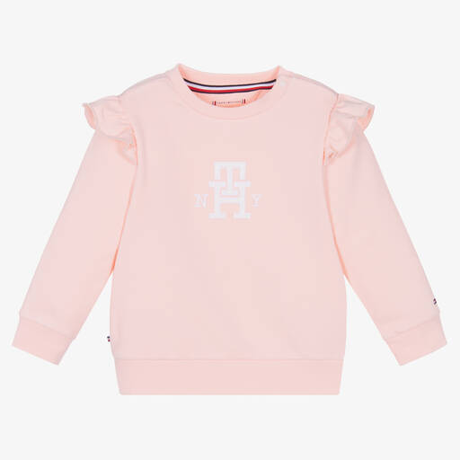 Tommy Hilfiger-سويتشيرت قطن جيرسي لون زهري للمولودات | Childrensalon Outlet