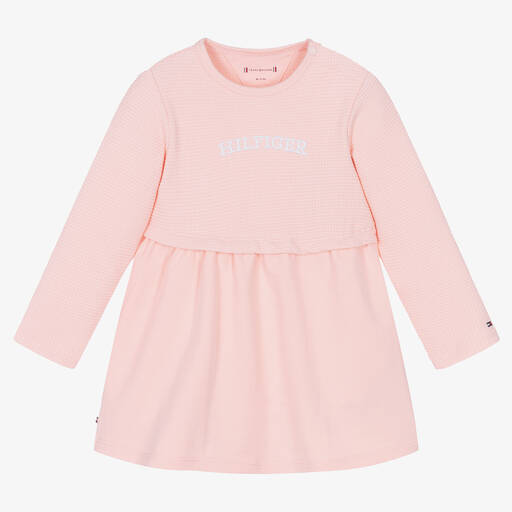 Tommy Hilfiger-Baby Girls Pink Cotton Jersey Dress | Childrensalon Outlet