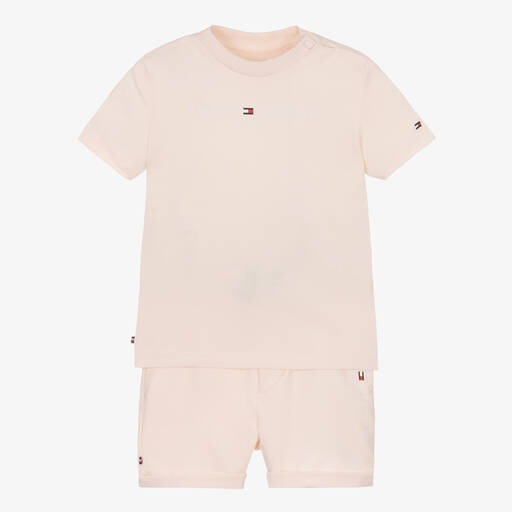 Tommy Hilfiger-Baby Girls Pink Cotton Shorts Set | Childrensalon Outlet