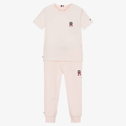 Tommy Hilfiger-Rosa Baby-Baumwolltop & Hosen Set | Childrensalon Outlet