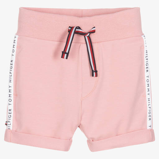 Tommy Hilfiger-شورت قطن عضوي جيرسي لون زهري للمولودات | Childrensalon Outlet