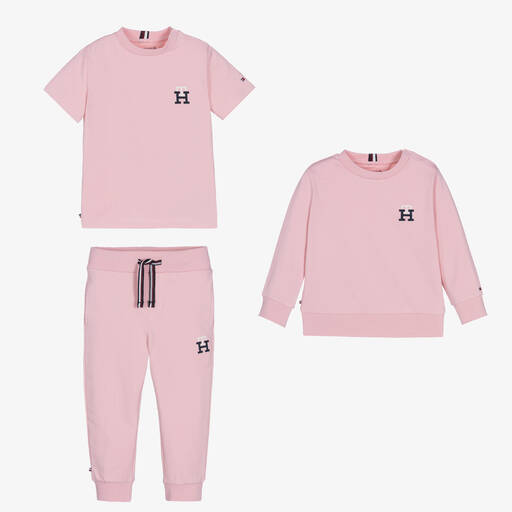 Tommy Hilfiger-Rosa Trainingsanzug-Geschenkset (B) | Childrensalon Outlet