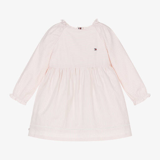 Tommy Hilfiger-Белое хлопковое платье в розовую полоску для малышек | Childrensalon Outlet