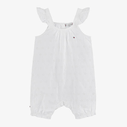 Tommy Hilfiger-تبّان قطن برودوري لون أبيض للمولودات | Childrensalon Outlet