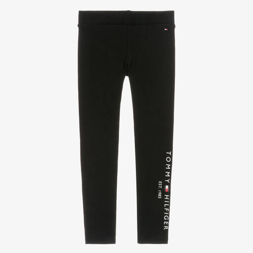 Tommy Hilfiger-Black Cotton Logo Leggings | Childrensalon Outlet