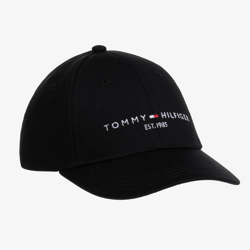 Tommy Hilfiger-قبعة قطن عضوي تويل لون أسود | Childrensalon Outlet