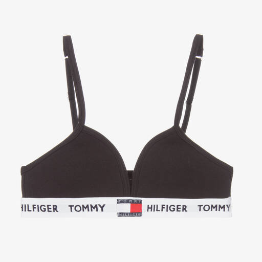 Tommy Hilfiger-Black Padded Triangle Bra | Childrensalon Outlet