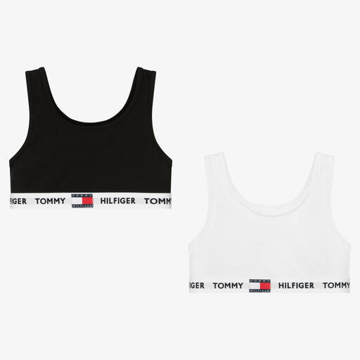 Tommy Hilfiger-Soutien-gorge coton noirs blancs x2 | Childrensalon Outlet