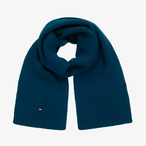 Tommy Hilfiger-Blue Cotton Knitted Flag Scarf | Childrensalon Outlet