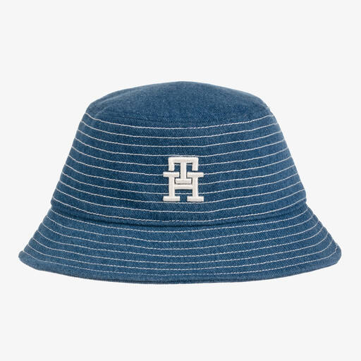 Tommy Hilfiger-قبعة باكيت قطن دنيم لون أزرق | Childrensalon Outlet