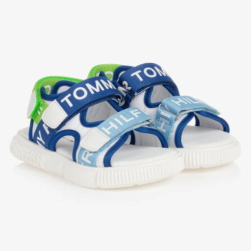 Tommy Hilfiger-Blue & Green Logo Sandals | Childrensalon Outlet