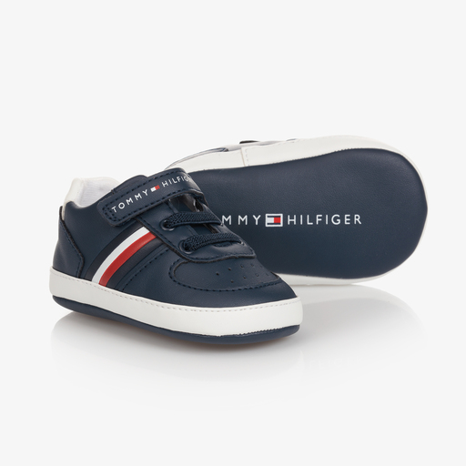 Tommy Hilfiger-ترينرز جلد صناعي لون كحلي لمرحلة قبل المشي للمواليد | Childrensalon Outlet