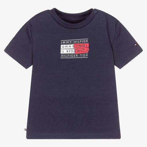Tommy Hilfiger-Blaues T-Shirt aus Biobaumwolle | Childrensalon Outlet