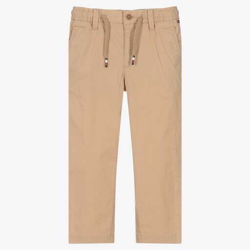 Tommy Hilfiger-Boys Beige Chino Trousers | Childrensalon Outlet