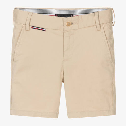 Tommy Hilfiger-Boys Beige Cotton Chino Shorts | Childrensalon Outlet