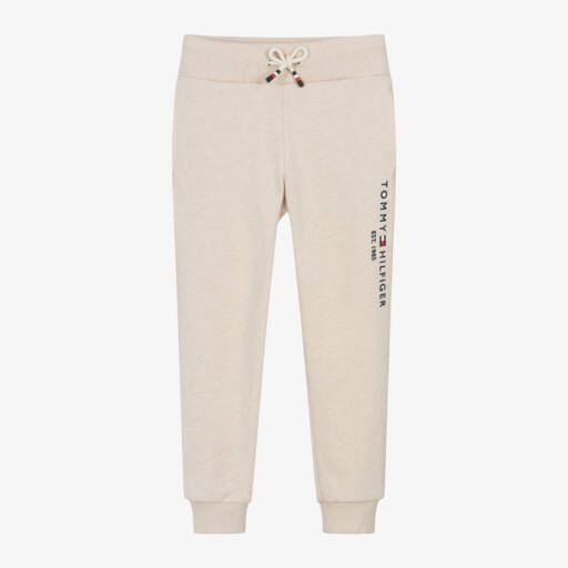 Tommy Hilfiger-Boys Beige Logo Cotton Joggers | Childrensalon Outlet