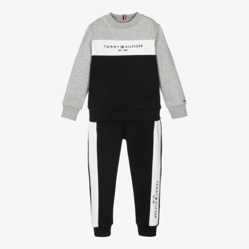 Tommy Hilfiger-Boys Black Colourblock Jersey Set | Childrensalon Outlet