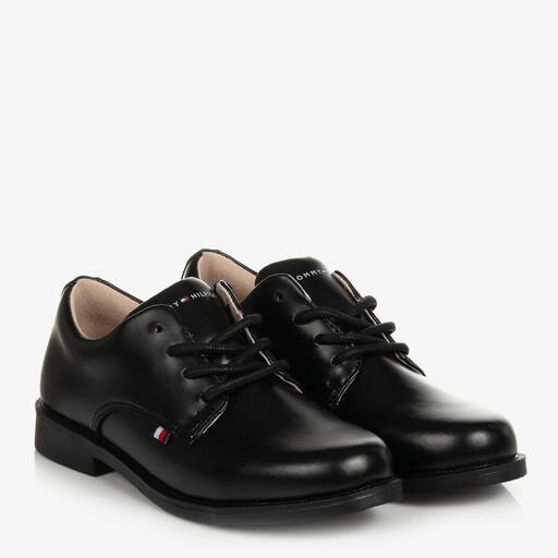 Tommy Hilfiger-Boys Black Faux Leather Shoes | Childrensalon Outlet