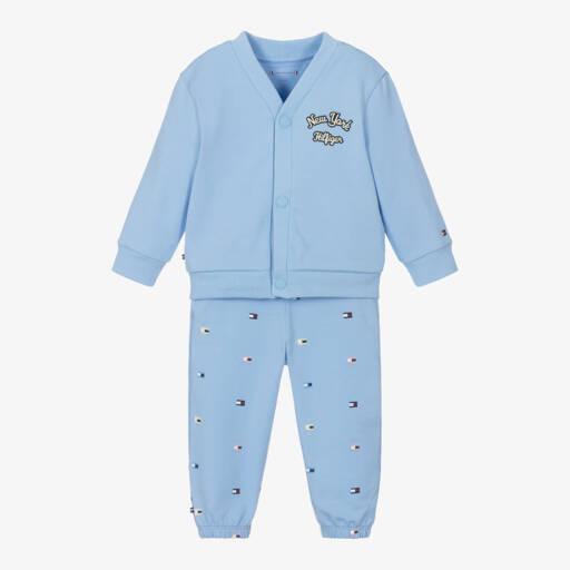 Tommy Hilfiger-Boys Blue Cotton Cardigan Set | Childrensalon Outlet