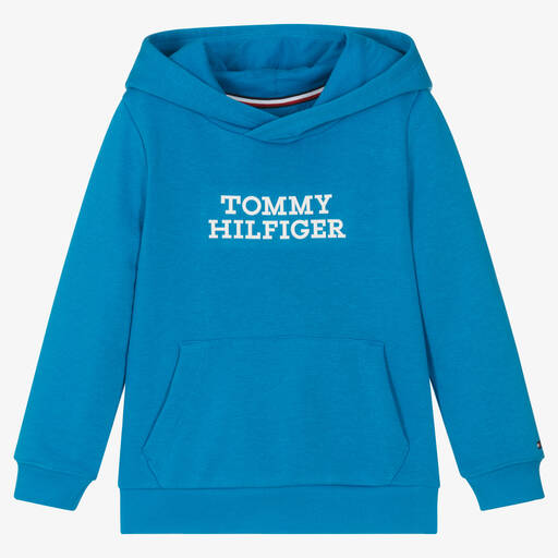 Tommy Hilfiger-Sweat à capuche bleu en coton | Childrensalon Outlet