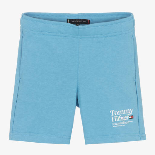 Tommy Hilfiger-Boys Blue Cotton Jersey Logo Shorts | Childrensalon Outlet