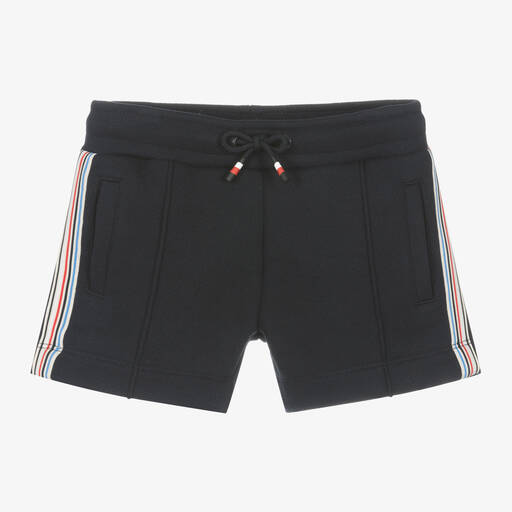 Tommy Hilfiger-Boys Blue Cotton Striped Tape Shorts | Childrensalon Outlet