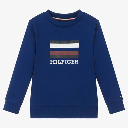 Tommy Hilfiger-Boys Blue Cotton Sweatshirt | Childrensalon Outlet