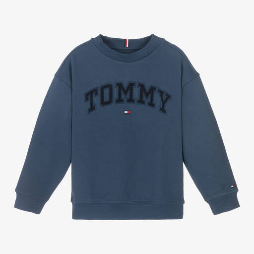 Tommy Hilfiger-Boys Blue Cotton Sweatshirt | Childrensalon Outlet