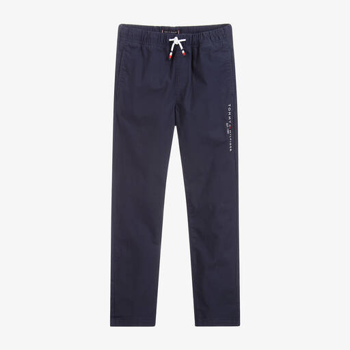 Tommy Hilfiger-Boys Blue Cotton Trousers | Childrensalon Outlet