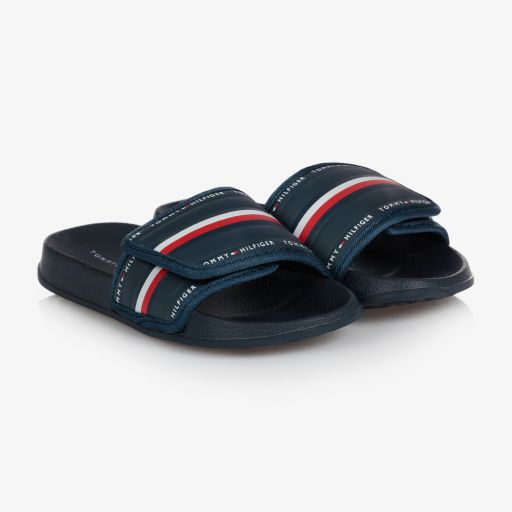 Tommy Hilfiger-Boys Blue Logo Sliders | Childrensalon Outlet