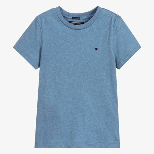Tommy Hilfiger-Boys Blue Marl Cotton Flag Logo T-Shirt | Childrensalon Outlet