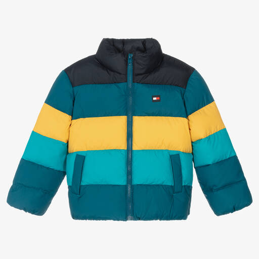 Tommy Hilfiger-Boys Blue Puffer Logo Jacket | Childrensalon Outlet