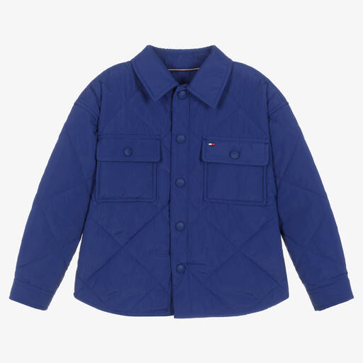 Tommy Hilfiger-Shacket matelassée bleue garçon | Childrensalon Outlet