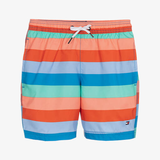 Tommy Hilfiger-شورت سباحة مقلم بطبعة ملونة للأولاد | Childrensalon Outlet