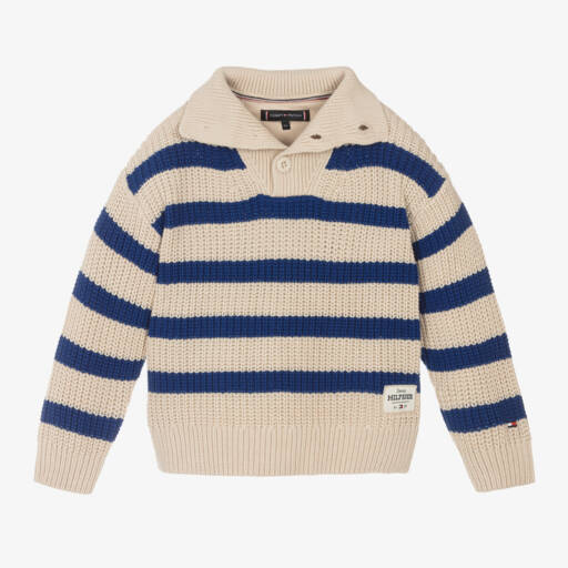 Tommy Hilfiger-Boys Creamy Striped Knit Pullover | Childrensalon Outlet