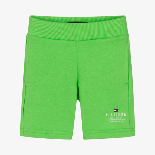 Tommy Hilfiger-Boys Green Cotton Logo Shorts | Childrensalon Outlet
