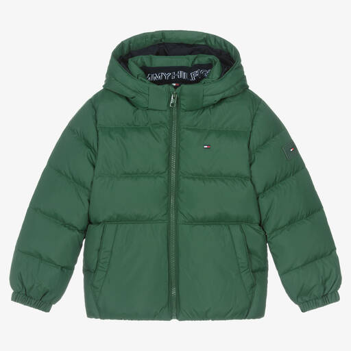 Tommy Hilfiger-Boys Green Down Padded Puffer Jacket | Childrensalon Outlet