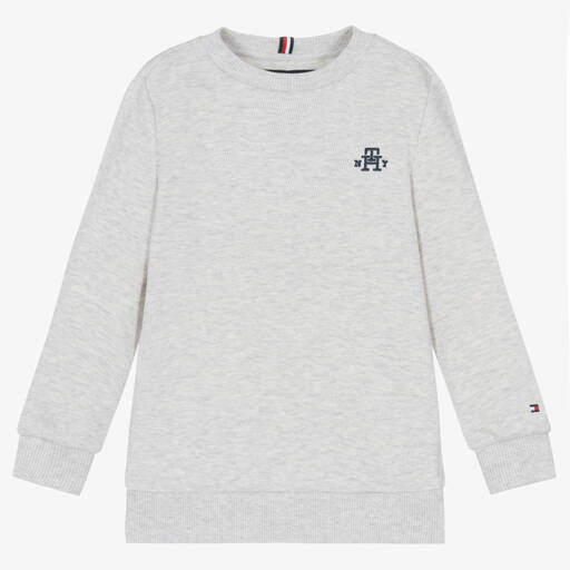 Tommy Hilfiger-Boys Grey Cotton Monogram Sweatshirt | Childrensalon Outlet