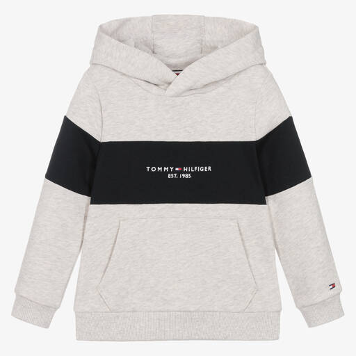 Tommy Hilfiger-Boys Grey Marl Cotton Hoodie | Childrensalon Outlet