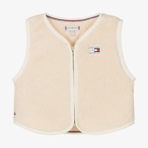 Tommy Hilfiger-Gilet ivoire peau lainée Garçon  | Childrensalon Outlet