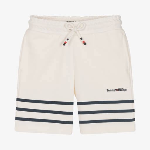 Tommy Hilfiger-شورت قطن جيرسي لون عاجي للأولاد | Childrensalon Outlet