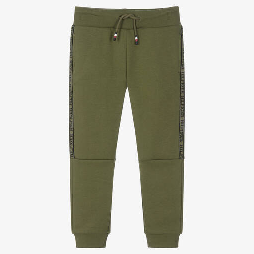 Tommy Hilfiger-Boys Khaki Green Jersey Joggers | Childrensalon Outlet