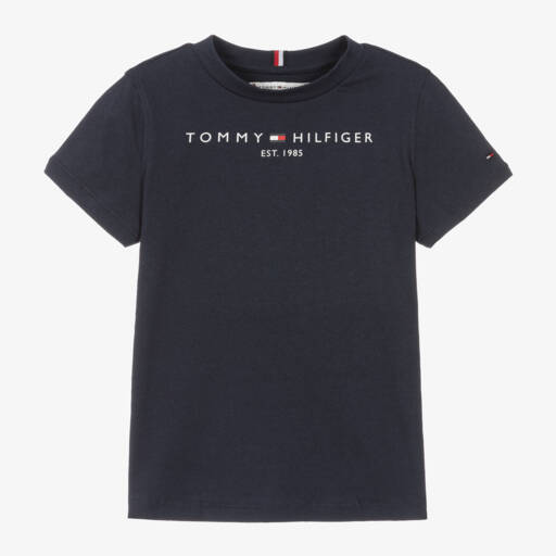 Tommy Hilfiger-Boys Navy Blue Cotton Flag Logo T-Shirt | Childrensalon Outlet