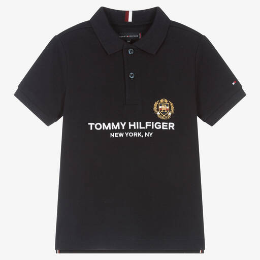 Tommy Hilfiger-توب بولو قطن بيكيه لون كحلي للأولاد | Childrensalon Outlet