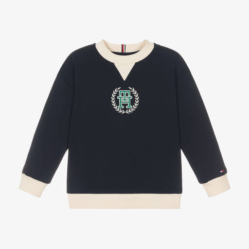 Tommy Hilfiger-سويتشيرت بطبعة مونوغرام قطن لون كحلي للأولاد | Childrensalon Outlet